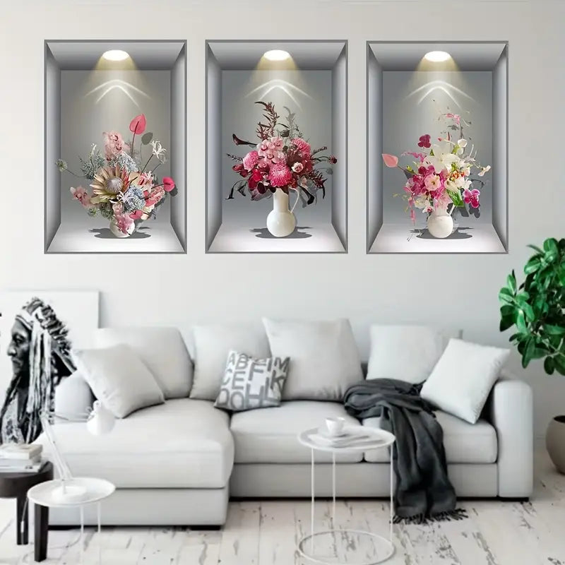 LOT DE 3 AUTOCOLLANTS 3D