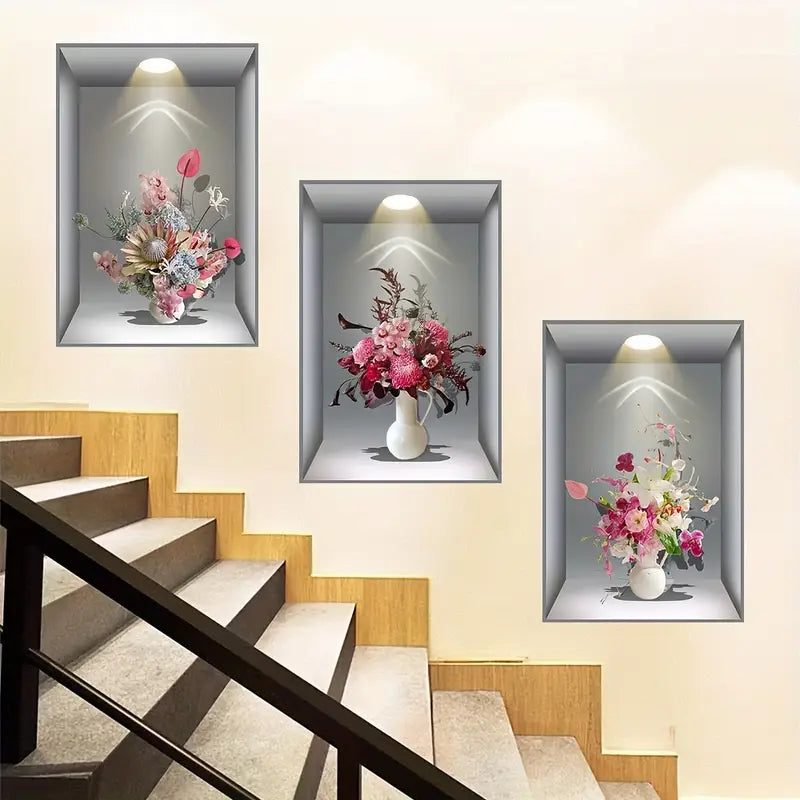 LOT DE 3 AUTOCOLLANTS 3D