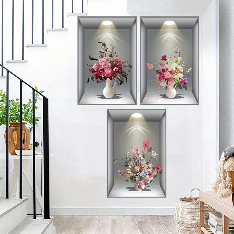 LOT DE 3 AUTOCOLLANTS 3D