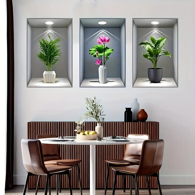 LOT DE 3 AUTOCOLLANTS 3D