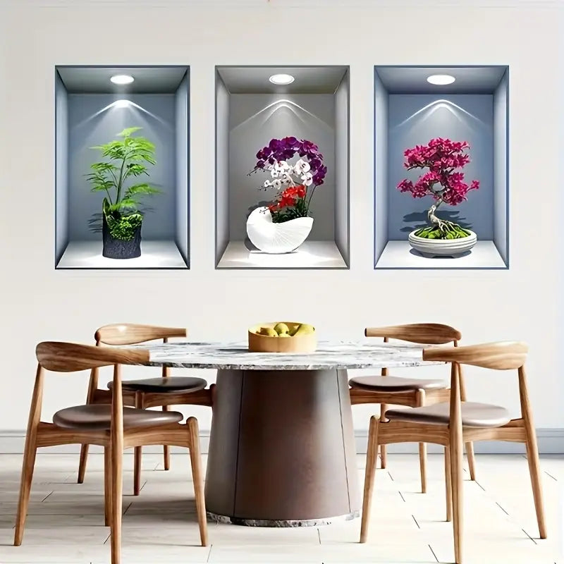 LOT DE 3 AUTOCOLLANTS 3D